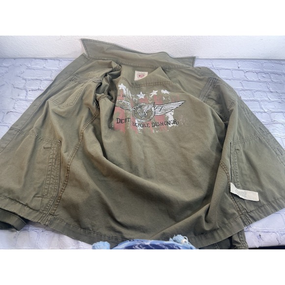 vintage Lucky Brand Jacket Womens S/P Green Military Army Utility Grunge - Picture 8 of 8